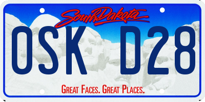 SD license plate 0SKD28