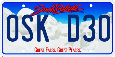 SD license plate 0SKD30