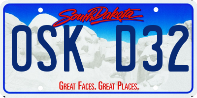 SD license plate 0SKD32