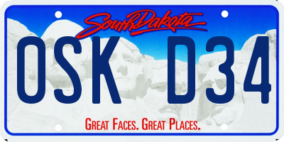 SD license plate 0SKD34