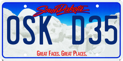 SD license plate 0SKD35
