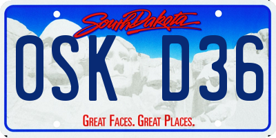 SD license plate 0SKD36