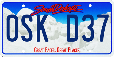 SD license plate 0SKD37