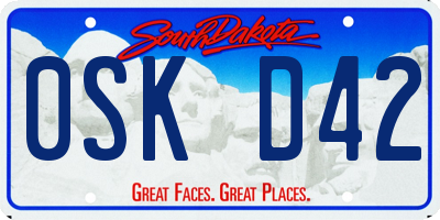 SD license plate 0SKD42