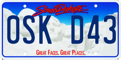 SD license plate 0SKD43
