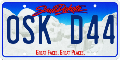 SD license plate 0SKD44