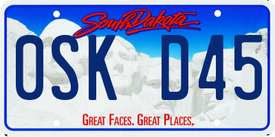 SD license plate 0SKD45