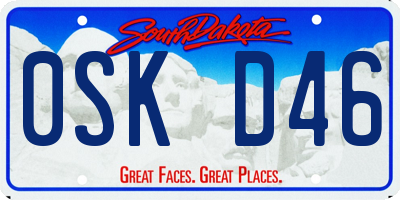 SD license plate 0SKD46