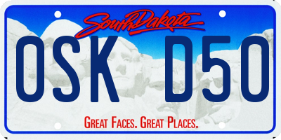 SD license plate 0SKD50