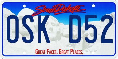 SD license plate 0SKD52