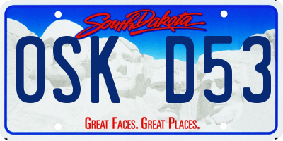 SD license plate 0SKD53