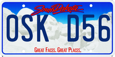 SD license plate 0SKD56