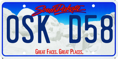 SD license plate 0SKD58