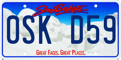SD license plate 0SKD59