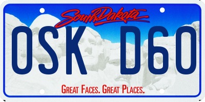 SD license plate 0SKD60