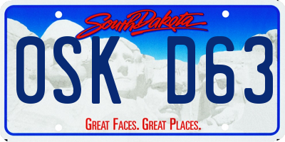 SD license plate 0SKD63