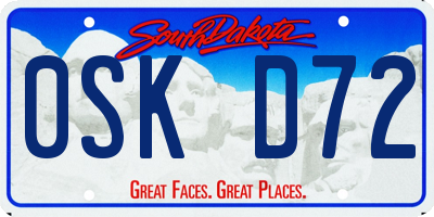 SD license plate 0SKD72