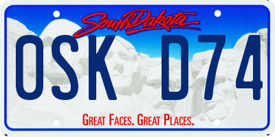 SD license plate 0SKD74