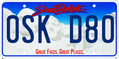 SD license plate 0SKD80