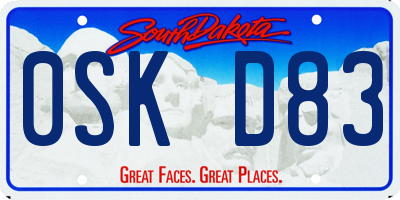 SD license plate 0SKD83