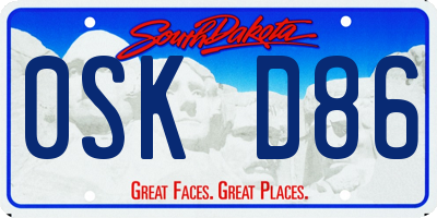 SD license plate 0SKD86
