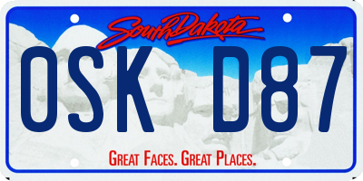 SD license plate 0SKD87