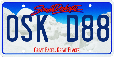 SD license plate 0SKD88