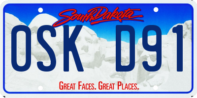 SD license plate 0SKD91