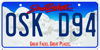 SD license plate 0SKD94