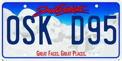 SD license plate 0SKD95