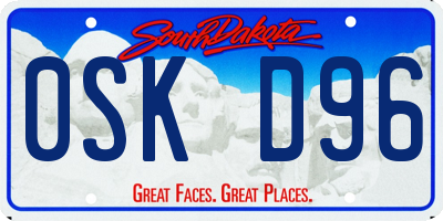 SD license plate 0SKD96