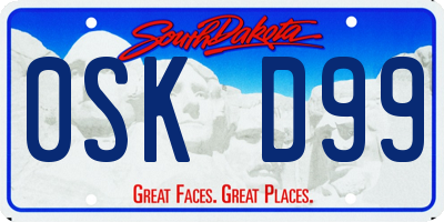 SD license plate 0SKD99