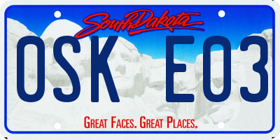 SD license plate 0SKE03
