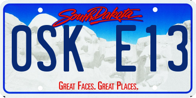 SD license plate 0SKE13