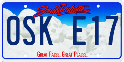 SD license plate 0SKE17
