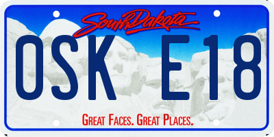 SD license plate 0SKE18