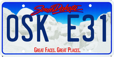 SD license plate 0SKE31