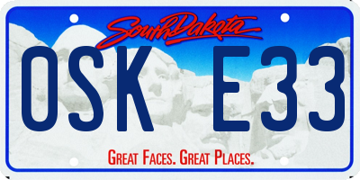 SD license plate 0SKE33