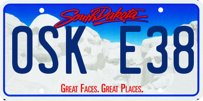 SD license plate 0SKE38