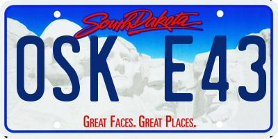SD license plate 0SKE43
