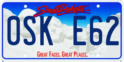 SD license plate 0SKE62