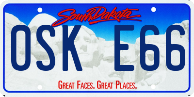 SD license plate 0SKE66
