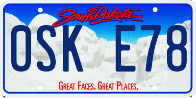 SD license plate 0SKE78