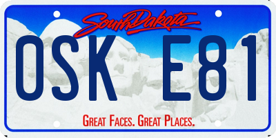 SD license plate 0SKE81