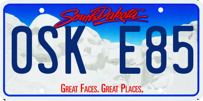 SD license plate 0SKE85
