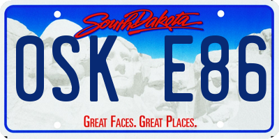 SD license plate 0SKE86