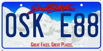 SD license plate 0SKE88