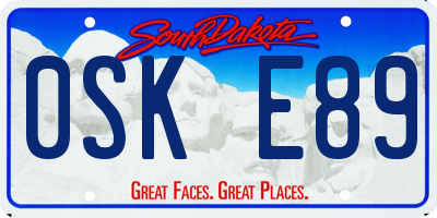 SD license plate 0SKE89
