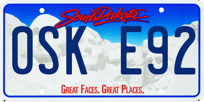 SD license plate 0SKE92