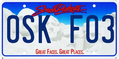 SD license plate 0SKF03